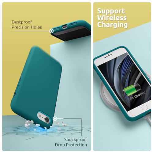 SURPHY Designed for iPhone SE Case, iPhone 8 Case, iPhone 7 Case, Liquid Silicone Phone Case for iPhone se 3rd 2nd SE 2022 SE 2020, Teal Blue - color: Teal Blue