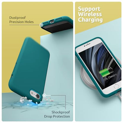 SURPHY Designed for iPhone SE Case, iPhone 8 Case, iPhone 7 Case, Liquid Silicone Phone Case for iPhone se 3rd 2nd SE 2022 SE 2020, Teal Blue - color: Teal Blue