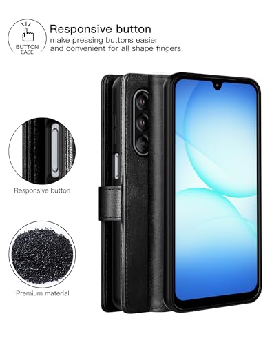 Feitenn for Samsung Galaxy A17 5G (6.7") Case Wallet 2026 with 4 Card Holders Kickstand, PU Flip Leather Magnetic Closure Folio Shockproof Protective Cover, Black - color: Black, size: Samsung Galaxy A17 5G