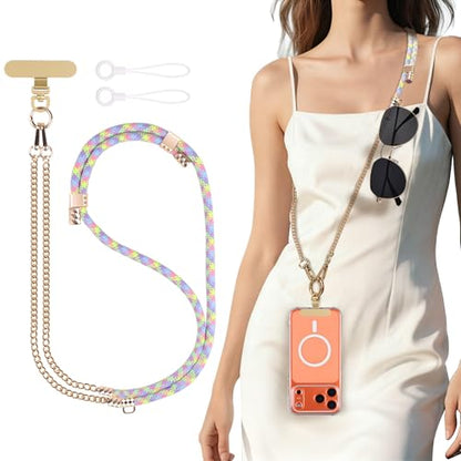 YFWE Phone Lanyard Crossbody, Adjustable Cell Phone Lanyard Neck Strap for All Phones, Universal Skin Friendly Phone Strap Crossbody for Women and Men - color: Colorful 1