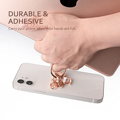 Cell Phone Ring Holder Finger Stand - Allengel Finger Ring Stand Grip 360 Degree Rotation (Gold Diamond) - color: rosegold white clear
