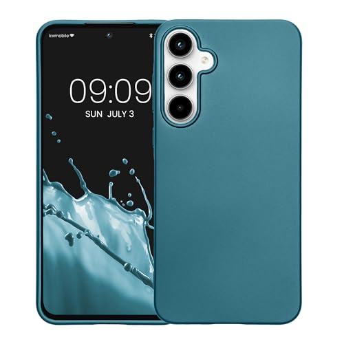 kwmobile Case Compatible with Samsung Galaxy A55 5G Case - Soft Slim Metallic TPU Silicone Cover - Metallic Caribbean Blue - color: Metallic Caribbean Blue, size: Galaxy A55 5G