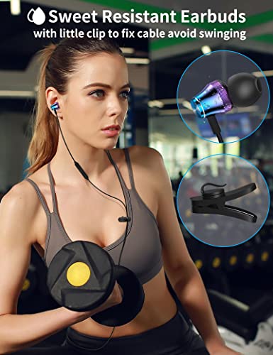 Wired Earbuds for Chromebook Laptop PC,3.5mm in Ear Headphones for Kindle - color: Purple Blue