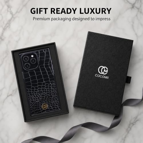 COCOMII Rectangle for iPhone 16 Pro Case, Black Crocodile Leather | Compatible with MagSafe Wireless Charging, Shockproof 10ft Drop Protection, Camera & Screen Protection, Premium Glossy Finish - color: Black Crocodile Leather, size: iPhone 16 Pro (6.3")