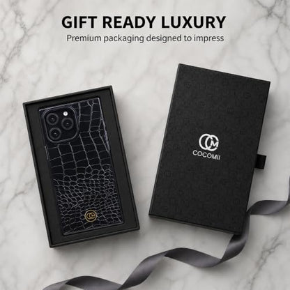 COCOMII Rectangle for iPhone 16 Pro Case, Black Crocodile Leather | Compatible with MagSafe Wireless Charging, Shockproof 10ft Drop Protection, Camera & Screen Protection, Premium Glossy Finish - color: Black Crocodile Leather, size: iPhone 16 Pro (6.3")