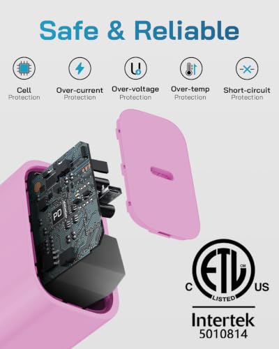 CXX 20W Fast Charger for iPhone 14/13/12 [3-Pack, MFi Certified] - color: Pink, size: 6FT