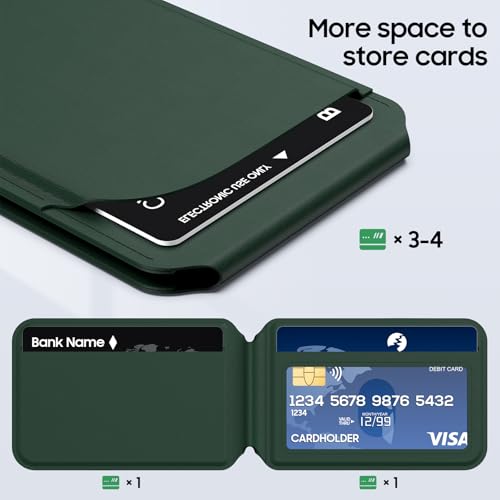 Magnetic Wallet for iPhone, Magnetic Phone Wallet for iPhone 17/16/15/14/13/12 Series with ID Window, RFID Blocking (Green) - color: green
