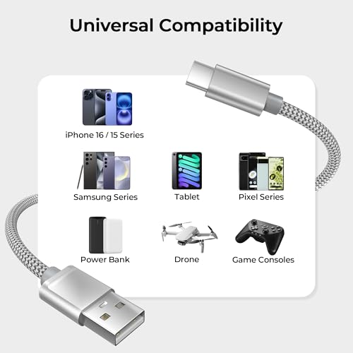 Basesailor USB A to USB C Cable 6.6FT 2Pack - color: Silver, size: 2Pack 6.6FT(2M), style: 2 Pack