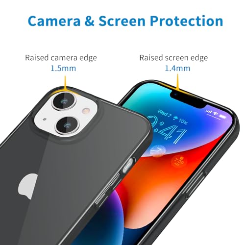 JJGoo Compatible with iPhone 14 Case Clear, Soft Shockproof Protective Slim Thin Phone Bumper Cover Transparent Phone Case, Translucent Black - color: Black
