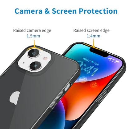 JJGoo Compatible with iPhone 14 Case Clear, Soft Shockproof Protective Slim Thin Phone Bumper Cover Transparent Phone Case, Translucent Black - color: Black