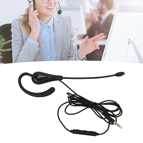 Cyrank Earphone Earbud, Single Headset One Ear Ear Hook Headphone Sport Earphone with Hook 3.5mm Wired Headset for Office for Safe Driving Biking Running Gaming and Working