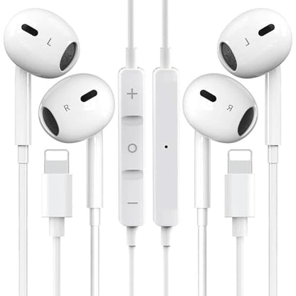 2 Pack for iPhone Headphones Wired Earbuds, in-Ear Headphones with Lighting Connector, Earphones Built in Microphone & Volume Control, Compatible with iPhone 14 13 12 11 XR XS X 8 7 Pro Pro Max Plus