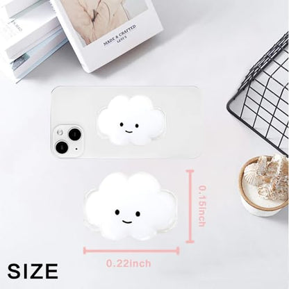 Phone Grip Cute 2D Cloud Shape Collapsible Expandable, Smartphone Tablet Cell Phone Grip Stand Holder (White) - color: White