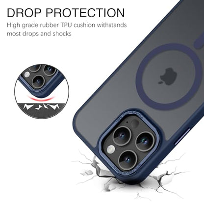 BENTOBEN Magnetic for iPhone 16 Pro Max Case,(Compatible with MagSafe) (Military Grade Drop Protection) Slim Translucent Matte Shockproof with Anti-Fingerprint Phone Case 6.9",Deep Blue - color: Deep Blue