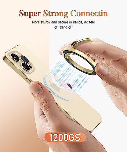 GVIEWIN Magnetic Phone Ring Holder, Compatible with MagSafe Phone Grip | Adjustable Stand, Magnet Phone Ring Kickstand, for iPhone 17/16/15/14/13/12 Pro Max Plus Air/Other Phones (Glitter/Gold) - color: Glitter/Gold