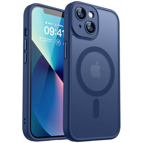 CANSHN Magnetic Shockproof for iPhone 13 Case, Deep Blue - color: Deep Blue, size: iPhone 13 (6.1 Inch, 2 Lens)