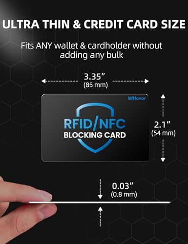 WHonor RFID Blocking Card 6 Pack, Anti-Theft Debit & Credit Card Protector | Contactless NFC Blocker, Slim Security Card, Wallet Shield & Purse Protection, Premium PVC, Waterproof & Scratch-Resistant