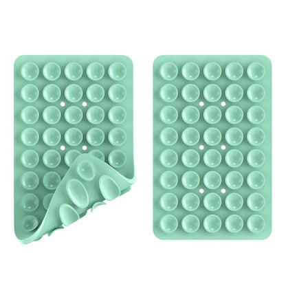 Double Sided Silicone Suction Phone Holder Mount, Silicon Accessory for iPhone and Android, Hands-Free Mirror Shower Phone Holder, TikTok Videos and Selfies (Green+Turquoise) - color: Green+Turquoise