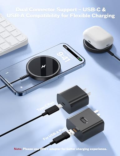 Magsafe Charger Magnetic Wireless Charge iPhone: Strong Magnet Charging Pad - color: Black