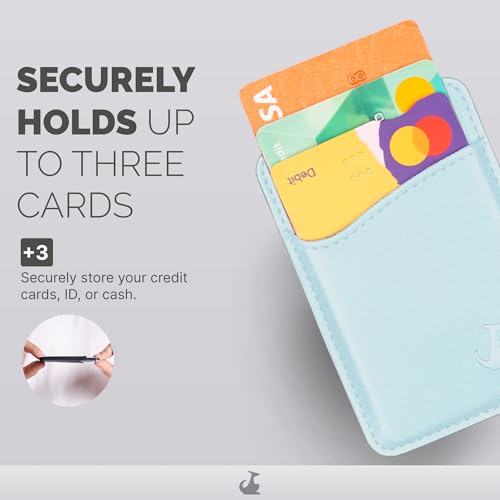 Wallaroo Premium Leather Cell Phone Wallet Stick On - Android and iPhone Wallet and Card Holder for Women and Men - Durable with Non-Slip Lining Secures Up to 3 Cards - color: Spearmint Leather
