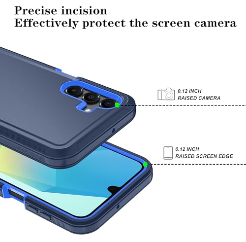 Qinmay Phone Case for Samsung Galaxy A17 5G Case, Galaxy A16 5G Case with HD Screen Protector, Heavy Duty Shockproof 3-Layer Cover Phone Case for Galaxy A17 / A16 ，DarkBlue - color: DarkBlue