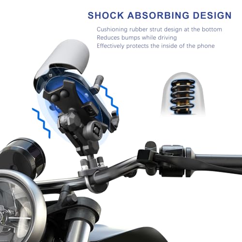 Motorcycle Phone Mount Holder Handlebar Clamp with Vibration Dampener - color: Handlebar Mount