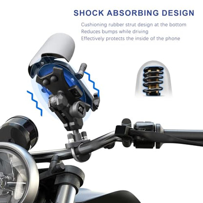 Motorcycle Phone Mount Holder Handlebar Clamp with Vibration Dampener - color: Handlebar Mount