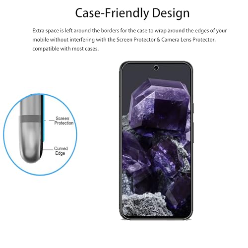 Easy Alignment Frame Designed For Google Pixel 8 Tempered Glass Screen Protector 2-Pack Camera Lens Protector Film 2-Pack