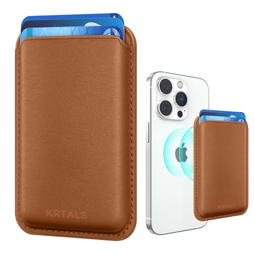 Magnetic Wallet Cell Phone Card Holder for Phone Case with Mag-Safe | Stronger Magnetic RFID Leather Phone Wallet Stick on Series of iPhone 17/16/15/14/13/12 and Pro/Promax, Brown - color: Brown, size: 1 Pack