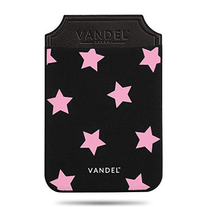 Vandel Stick-On Fabric Phone Wallet for Women, Cute Credit Card Holder | Stylish Credit Card Holder for Phone Case, Stick On Back of Phone Fabric Sleeve for iPhone Pocket - color: Pink Stars
