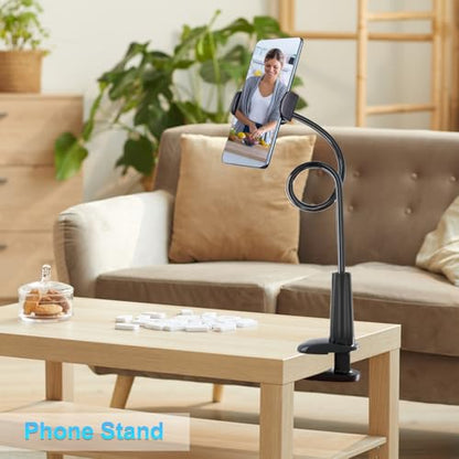 Webcam Stand for Desk, Flexible Gooseneck Webcam Mount Holder Arm with Phone Holder, Web Cam Stand Computer Camera Desk Mount for Logitech C922 C930e C920S C920 C615 C960 C920x BRIO 4K NexiGo N60 - size: 30 INCH