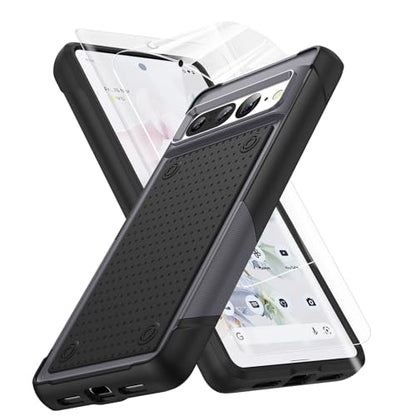 Jeylly Compatible with Google Pixel 7 Pro Case, Shockproof Full Body Protection Hybrid Hard PC+Soft TPU Rubber Slim Fit Durable Cover Case for Google Pixel 7 Pro 6.7 inch, Gray - color: A Gray+Black, size: Google Pixel 7 Pro