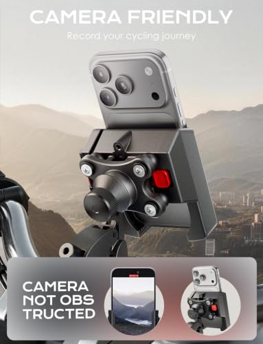 Motorcycle Phone Mount,[1s Auto Lock & Vibration Dampener]Anti-Shake Handlebar Cell Phone Clamp,360° Rotation Bike Phone Holder for iPhone 17 16 Pro Max, Samsung Galaxy S25 Ultra, 4.7-7.2" Smartphones - style: Airbag Shock