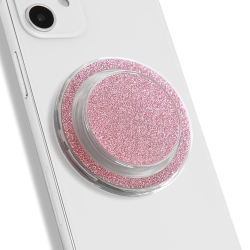 On The Grip Bling Bling Glitter Phone Grip & Stand - Elegant Magsafe Compatible Phone Holder for Secure Grip and Hands-Free Viewing (Pink)