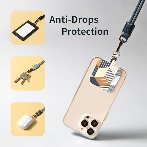 EKAX Phone Lanyard, 1x Customizable Crossbody Neck Phone Strap, 1x Removable PU Leather Tab, Hands-Free Holder for Cell Phones, Earphones, Badges & Keys, Travel Essentials Accessories (Khaki Grey) - color: Khaki Grey