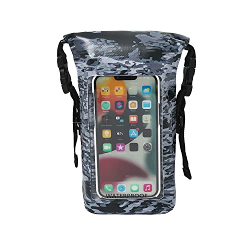 geckobrands Waterproof Phone Tote with 2L Dry Bag and Adjustable Strap – Protect Your Phone and Valuables While on The Go - color: Arctic geckoflage