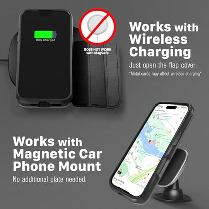 VENA vCommute Personalized iPhone 16 Wallet Case | Custom Engraved, Customized Name, Premium Leather Card Holder, Drop Protection, Hidden Card Slot, Multi-Angle Kickstand - color: Text Custom, size: iPhone 16