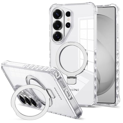 Compatible with Clear Samsung Galaxy S26 Ultra Case 6.9'' with Magnetic Ring Stand [Compatible with Mag-Safe] Military-Grade Wave Frame Phone Case for S26 Ultra, Clear - color: Clear, size: Samsung Galaxy S26 Ultra