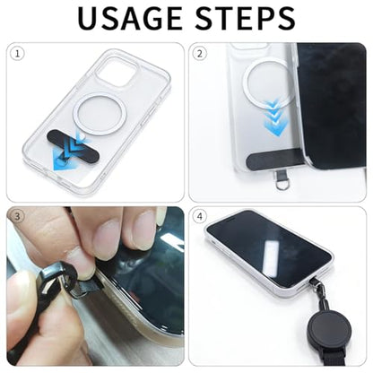 2Pack Anti theft Phone Tether, Retractable Phone Lanyard with Steel Cable, Locking Carabiner & 360° Swivel, Universal Phone Tether Tab for Outdoor Skiing Hiking Climbing Fishing, Black