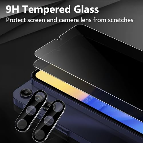 [2+2 for Samsung Galaxy A16 5G Tempered Glass Privacy Screen Protector with Camera Lens Protector ，Scratch-resistant, Bubble-free, Easy Installation - size: Galaxy A16 2+2