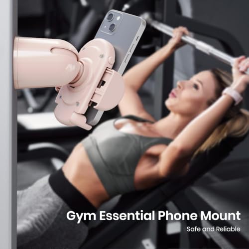 MiiKARE Dual Magnetic Gym Phone Holder Mount for MagSafe, Adjustable (Pink) - color: Pink