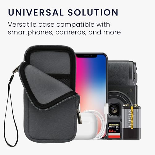 kwmobile Universal Phone Pouch Size XXL - 7" - Neoprene Smartphone Pouch with Zip - Water-Repellent Mobile Phone Case - Sleeve in Blue Grey - color: blue grey, size: XXL - 7"
