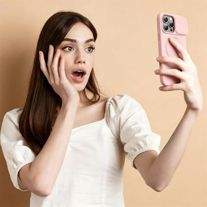 Rugged Shockproof Case for iPhone 17 Pro Max, Heavy Duty Protective Phone Case with Slide Camera Cover, 360° Rotatable Ring Stand & Magnetic Car Mount Compatible (Pink,iPhone 17 Pro Max) - color: Pink