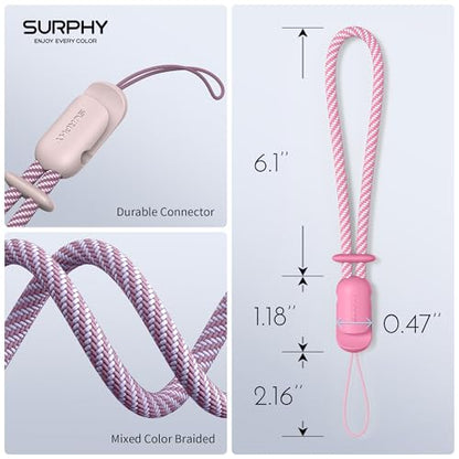 SURPHY 3 Pack Phone Wrist Strap, Phone Lanyard with Cellphone Tether Tab - color: Lilac & Pink & Rose Pink