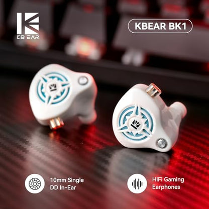 2026 Latest erabuds,KBEAR BK1 Wired Gaming Earbuds,10mm Single DD in Ear Monitor,HiFi Headset Wired Earbuds IEM Earphones with Detachable Cable for Gaming/Music/Video (White, 3.5 no mic) - color: C