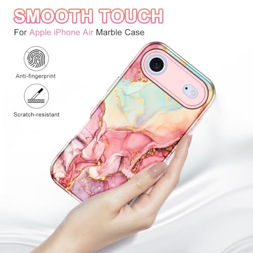 Btscase Compatible with iPhone Air Case 6.5 Inch 2025,Marble Pattern 3 in 1 Heavy Duty Shockproof Full Body Rugged Hard PC+Soft Silicone Drop Protective Women Girl Phone Cases, Rose Gold - color: A-Rose Gold, size: iPhone Air