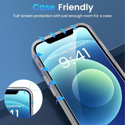 Fotbor for [3+3 Pack] iPhone 12 Screen Protector with Camera Lens Protector, 9H Shatterproof Tempered Glass Film with Easy Installation Frame, HD Clear Sensitive Full Coverage 6.1 Inch - size: iPhone 12-6.1 inch