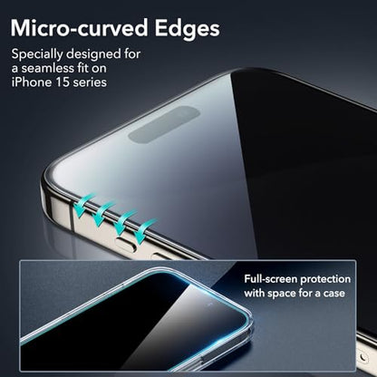 ESR 3+1 Pack for iPhone 15 Pro Max Privacy Screen Protector, Align Frame