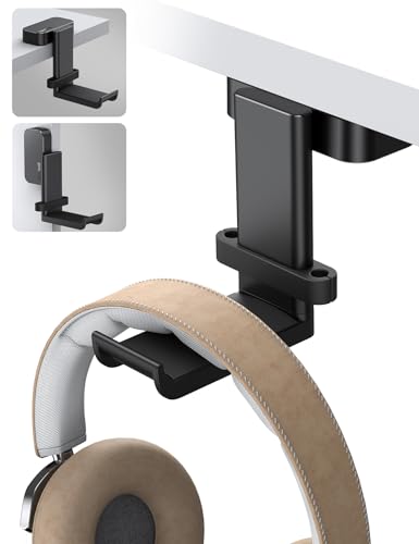 Lamicall Headphone Stand Adhesive Rotatable Headset Earphone Hanger Hook - color: Black