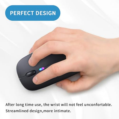 Afaartcci Rechargeable Wireless Mouse, Silent Bluetooth Mouse (Black) - color: Black
